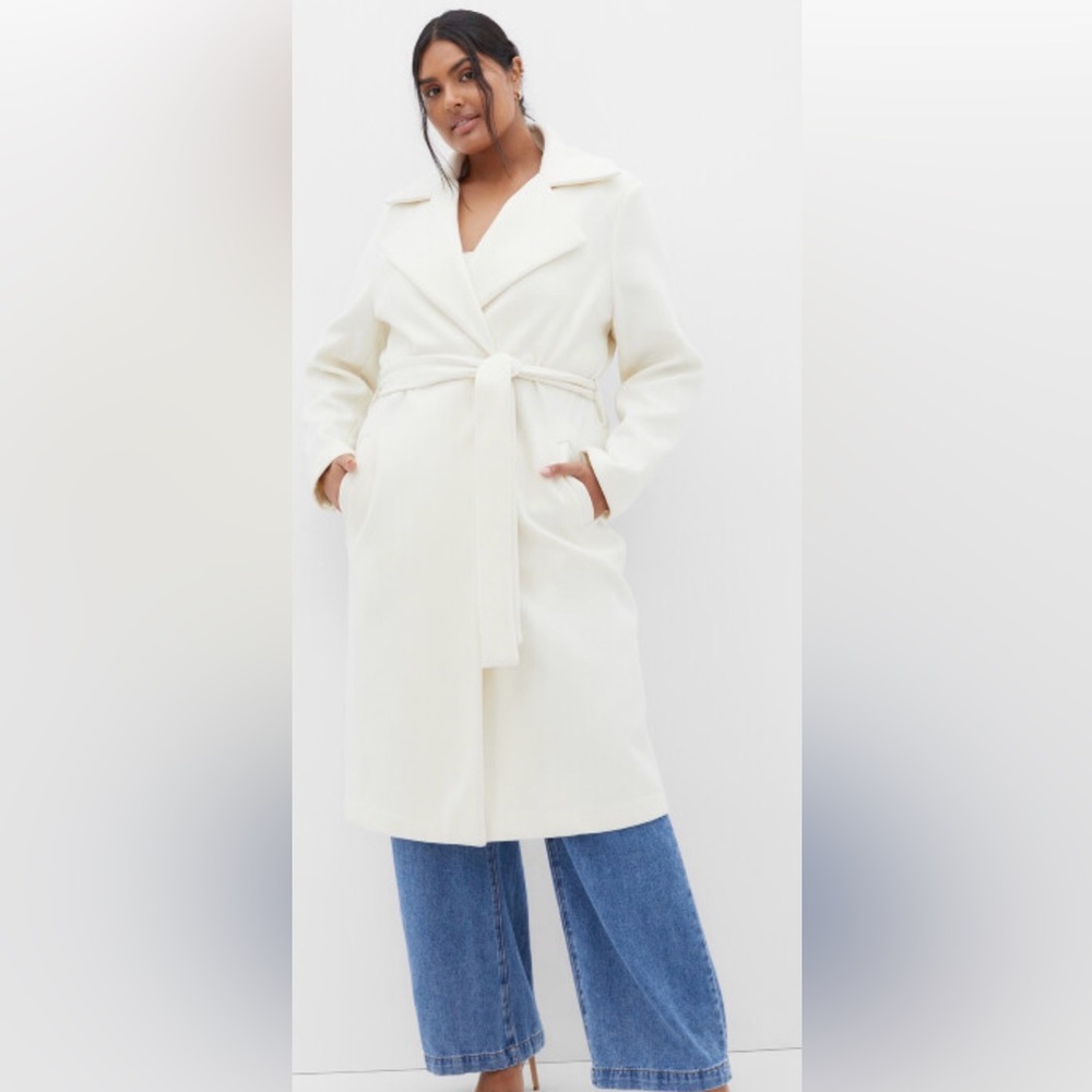 Elegant Cream Belted Coat